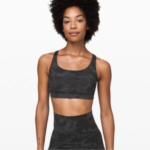 Lululemon Athletica Energy Strappy Sports Bra Women's Black and Grey Gray Camo